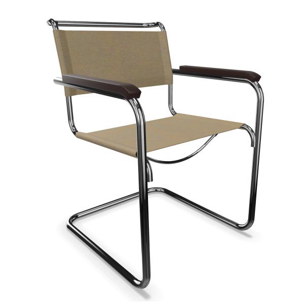 THONET chaise avec accoudoirs S 34 (Mud grey, accoudoirs noires - Cuir pleine fleur, frêne teinté I 