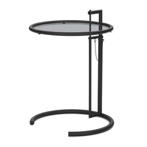 CLASSICON table basse réglable en hauteur E 1027 (Plateau en verre cristal fumé gris - Métal peint n