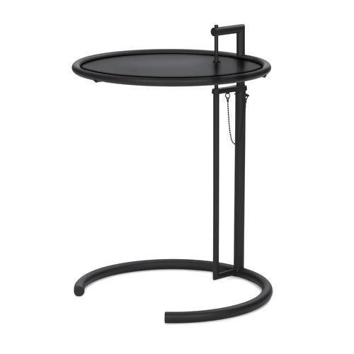 CLASSICON table basse réglable en hauteur E 1027 (Plateau en metal noir - Métal peint noir)