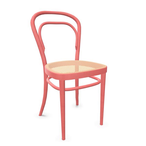 THONET chaise 214 (Coral red - Frêne teinté II)
