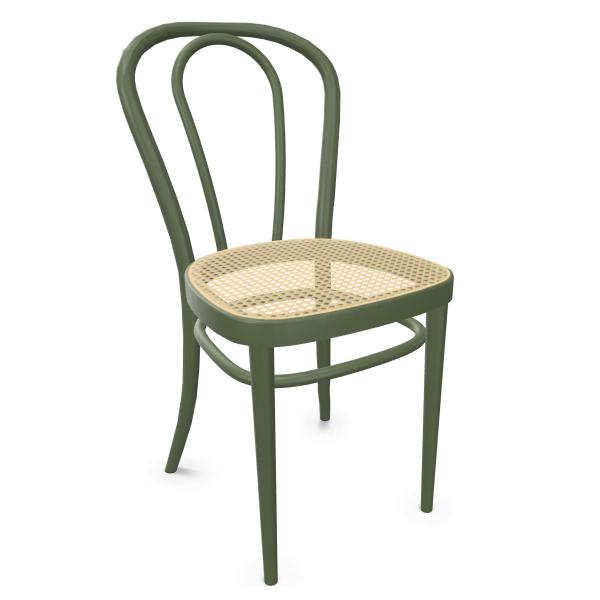 THONET chaise 218 (Olive green RAL 6003 - Frêne teinté II)