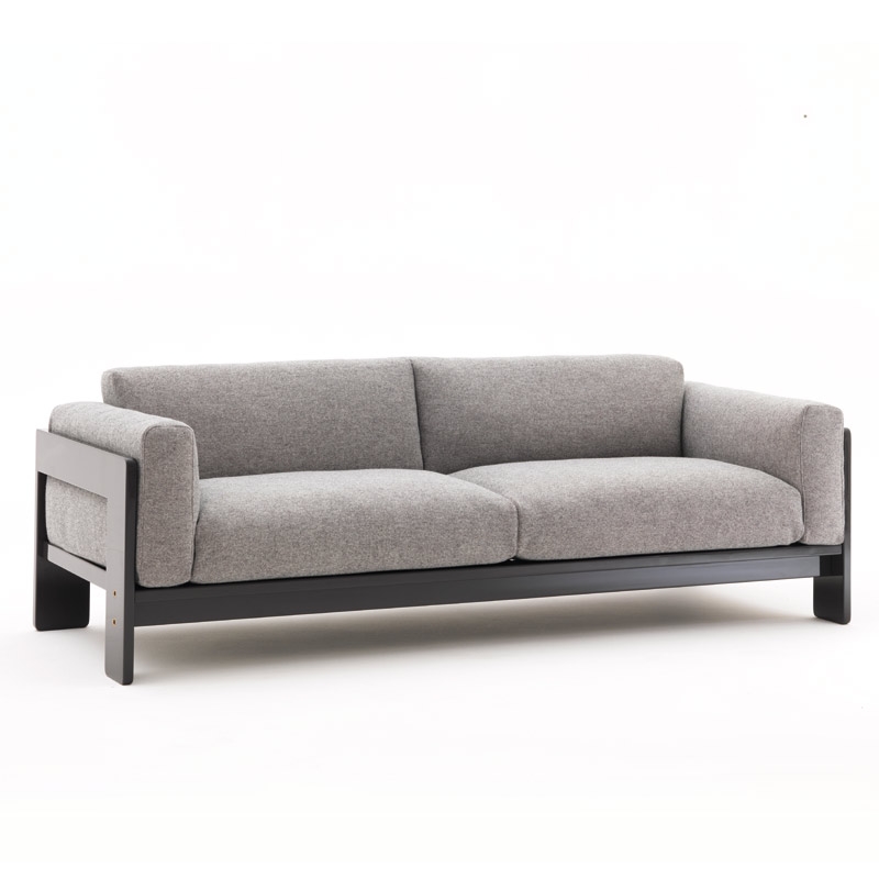 KNOLL canapé 3 places BASTIANO 220 cm avec structure frêne noirci (Cat. S - aluminium et tissu)