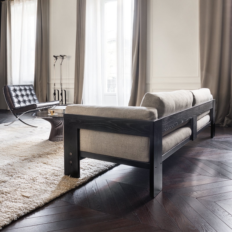 KNOLL 3 seater sofa BASTIANO 220 cm with ebonized ash structure