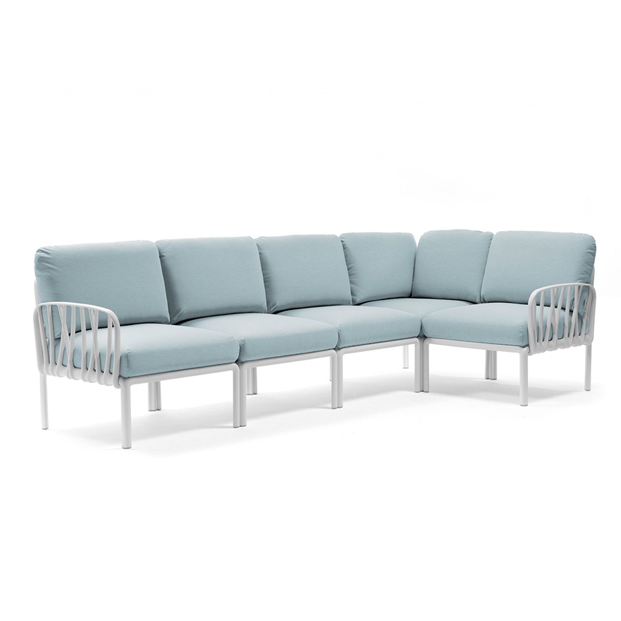 NARDI canapé pour extérieur KOMODO 5 (Blanc / Glace - Polypropylène fibre de verre et tissu Sunbrell