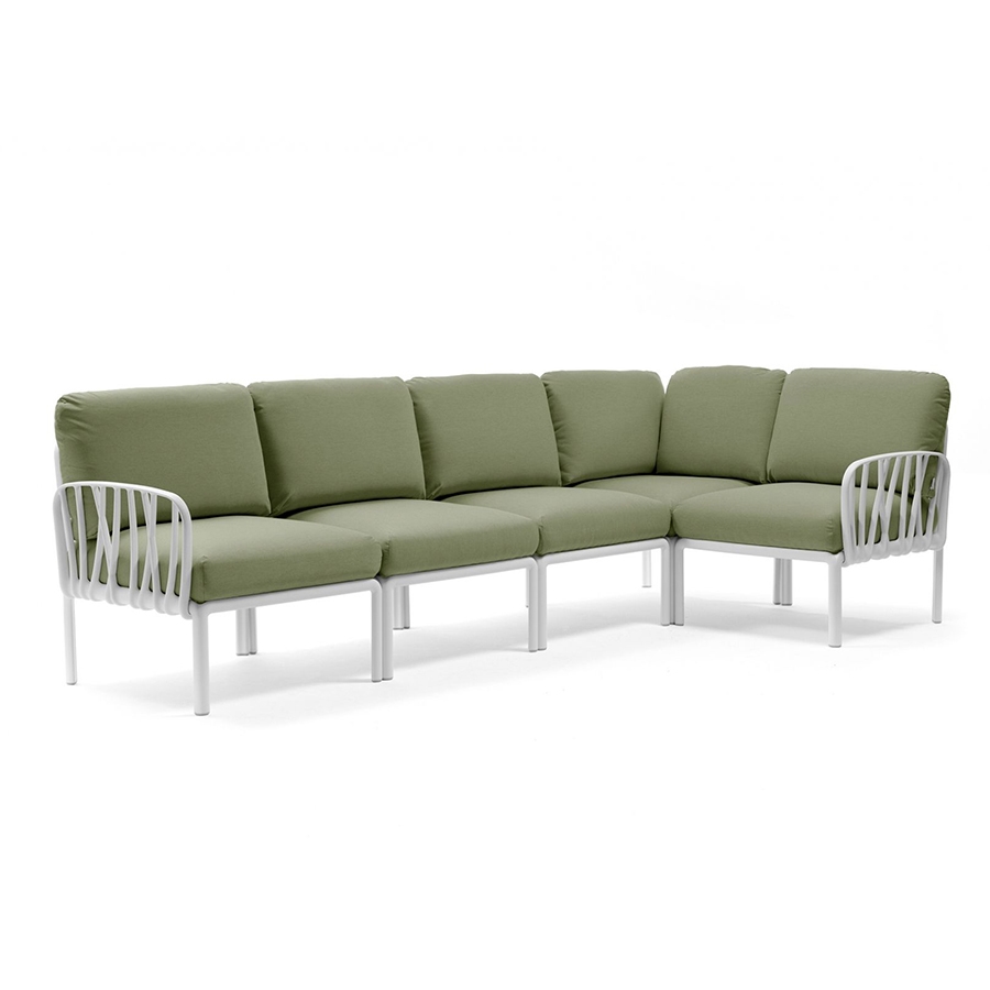 NARDI canapé pour extérieur KOMODO 5 (Blanc / Jungle - Polypropylène fibre de verre et tissu Sunbrel