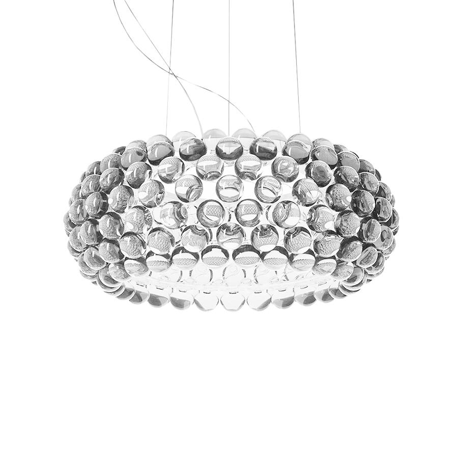 FOSCARINI lampe à suspension CABOCHE PLUS MOYENNE à LED (Transparent - Verre soufflé et métal chromé
