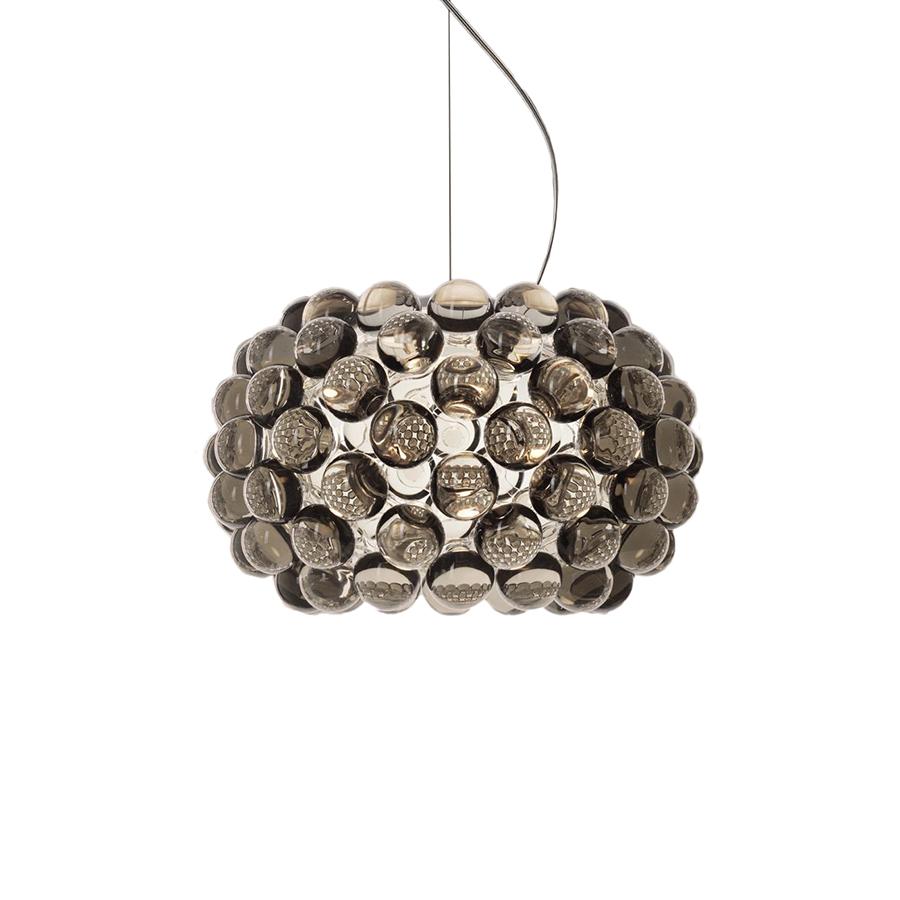 FOSCARINI lampe à suspension CABOCHE PLUS PETITE à LED (Gris - Verre soufflé et métal chromé)