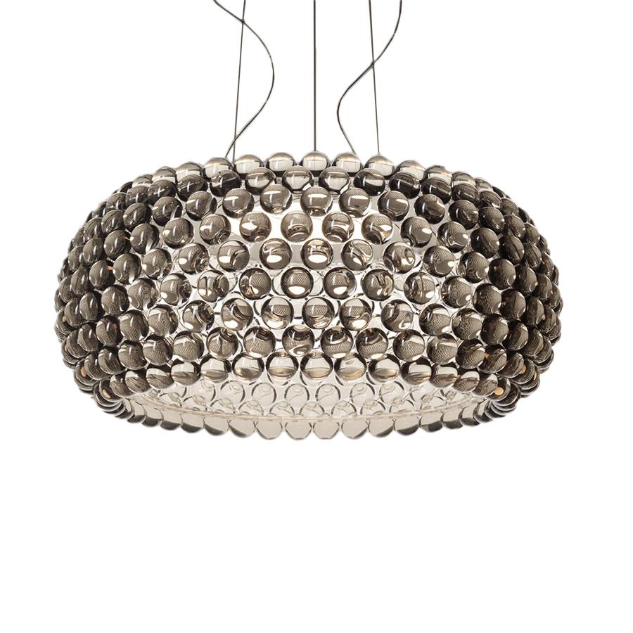 FOSCARINI lampe à suspension CABOCHE PLUS GRANDE à LED (Gris - Verre soufflé et métal chromé)