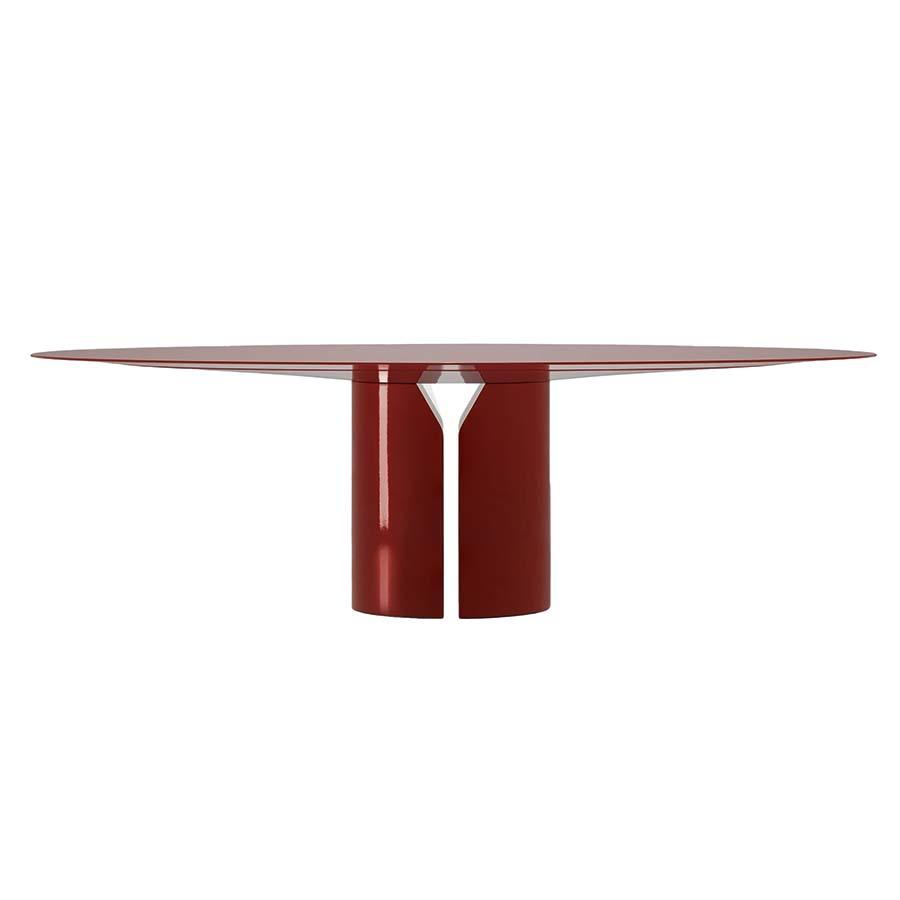 MDF ITALIA table ovale NVL TABLE 200x120 cm (Rouge brillant - Polyuréthane rigide haute densité)