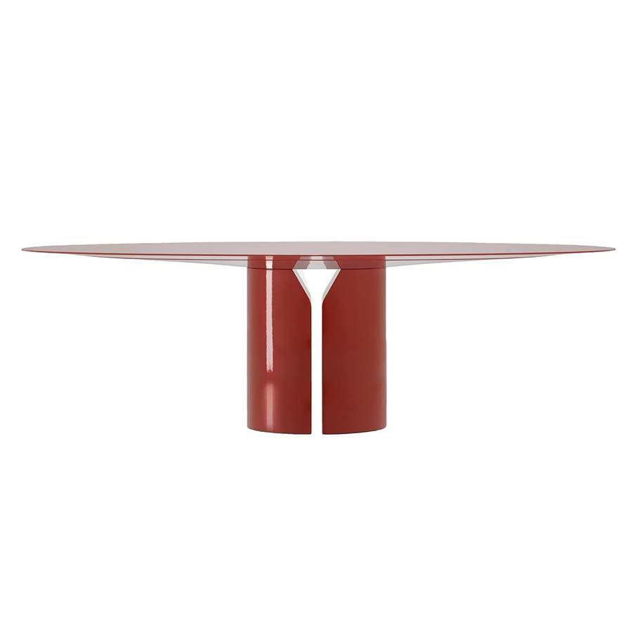 MDF ITALIA table ovale NVL TABLE 200x120 cm (Rouge corail brillant - Polyuréthane rigide haute densi