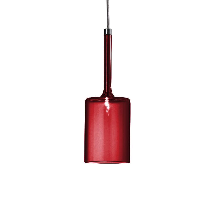 AXO LIGHT lampe à suspension SPILLRAY Ø 10 cm (Rouge - Verre et métal chromé)