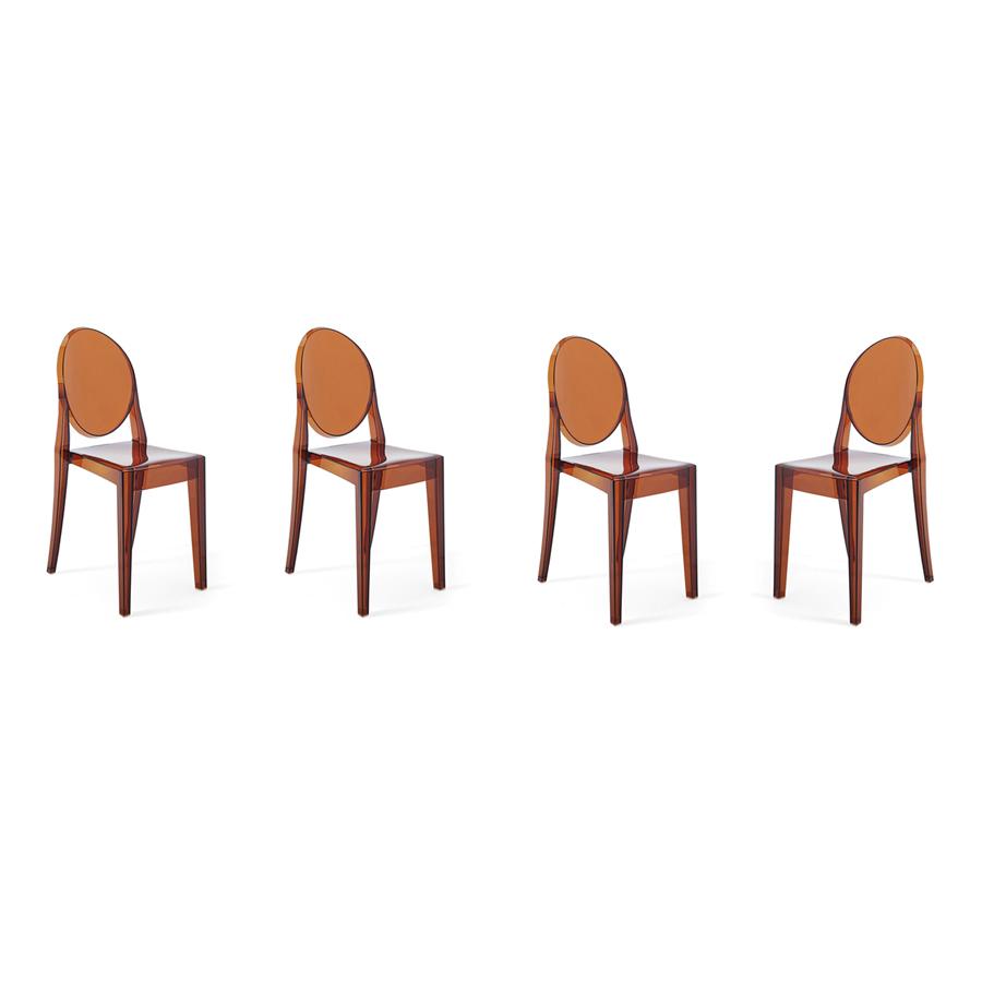 KARTELL set de 4 chaises VICTORIA GHOST (Ambre - Polycarbonate 2.0 à partir de matière première reno
