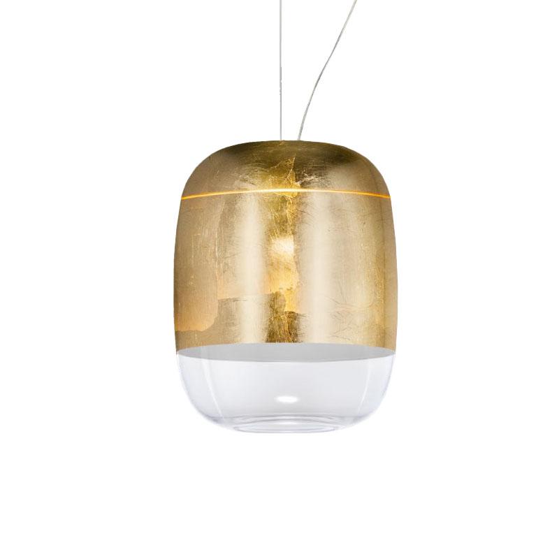 PRANDINA lampe à suspension GONG LED S5 (Feuille d'or - Verre)