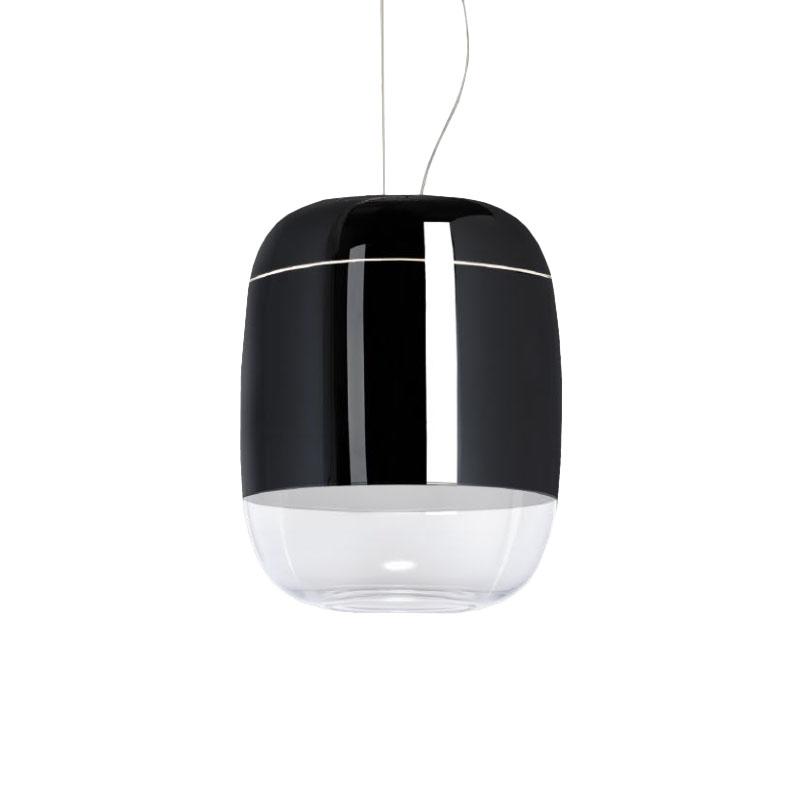 PRANDINA lampe à suspension GONG LED S5 DIMM (Noir, intérieur blanc - Verre)