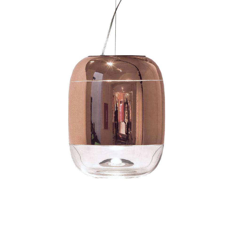 PRANDINA lampe à suspension GONG LED S5 DIMM (Cuivre métallisé - Verre)