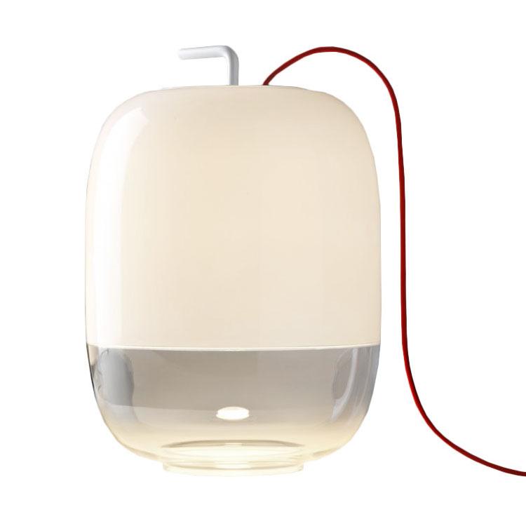 PRANDINA lampe de table GONG LED T3 (Câble blanc, rouge - Verre)