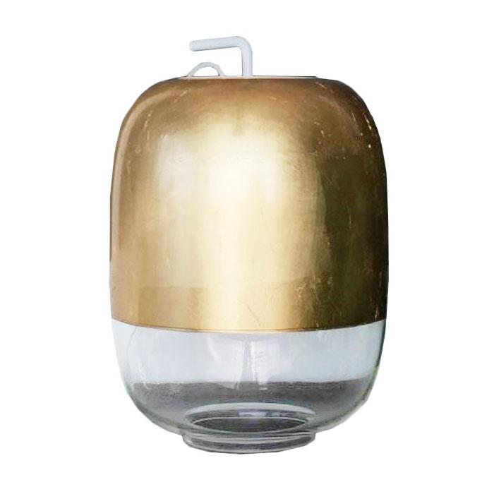 PRANDINA lampe de table GONG LED T3 (Feuille d'or, câble blanc - Verre)