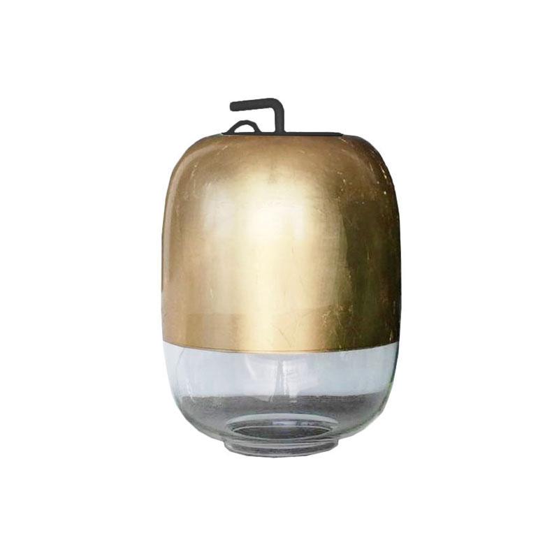 PRANDINA lampe de table GONG LED T1 (Feuille d'or, câble noir - Verre)