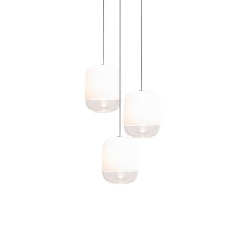 PRANDINA lampe à suspension GONG MINI LED 3R avec rosace carré (Blanc - Verre)