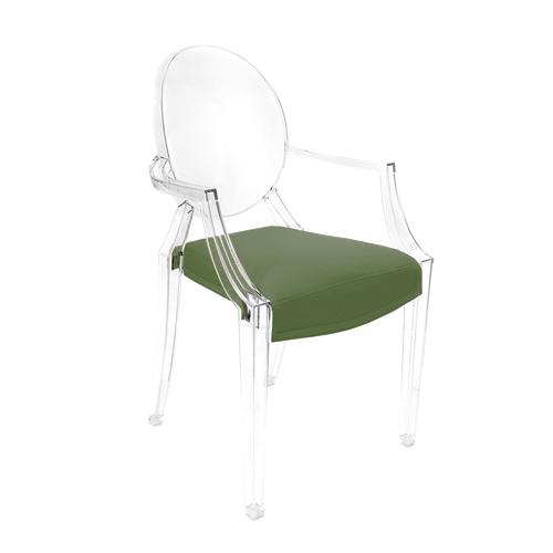 MYAREADESIGN IL CUSCINO coussin pour chaise KARTELL LOUIS GHOST (Vert cod. 12 - Eco-cuir Greta)