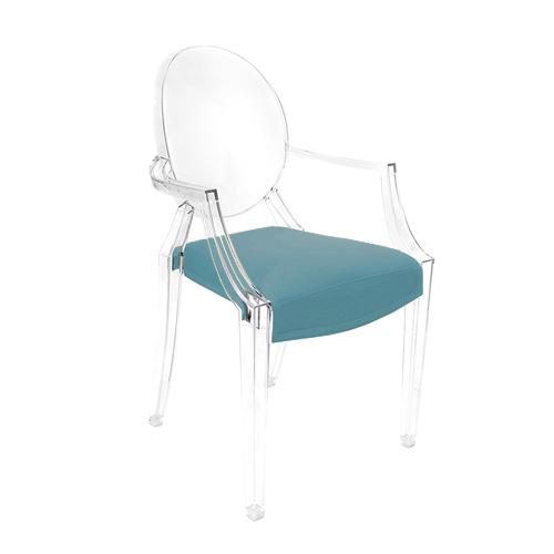MYAREADESIGN IL CUSCINO coussin pour chaise KARTELL LOUIS GHOST (Bleu clair cod. 21 - Eco-cuir Greta