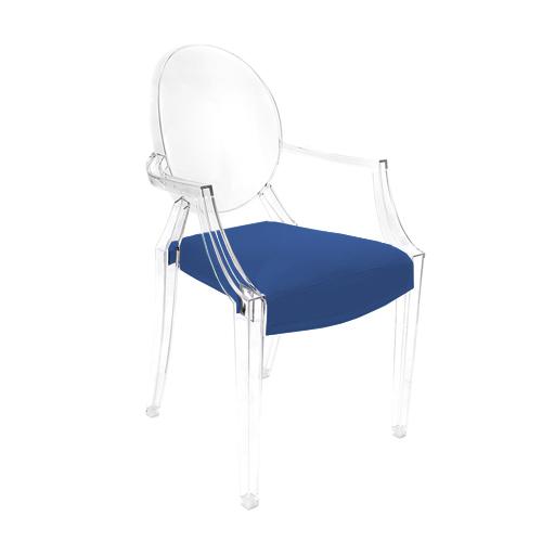 MYAREADESIGN IL CUSCINO coussin pour chaise KARTELL LOUIS GHOST (Bleu électrique cod. 24 - Eco-cuir 