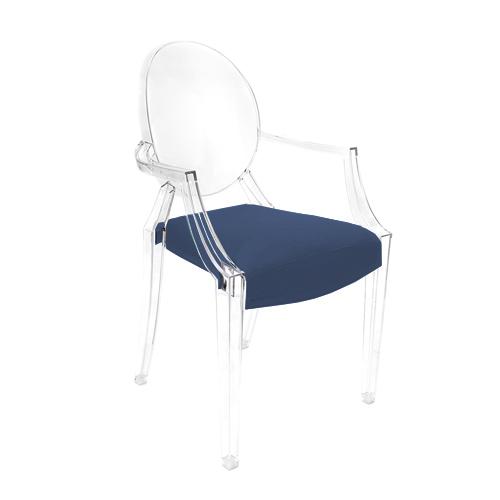 MYAREADESIGN IL CUSCINO coussin pour chaise KARTELL LOUIS GHOST (Bleu cod. 26 - Eco-cuir Greta)