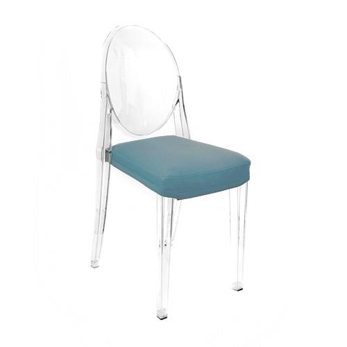 MYAREADESIGN IL CUSCINO coussin pour chaise KARTELL VICTORIA GHOST (Bleu clair cod. 21 - Eco-cuir Gr