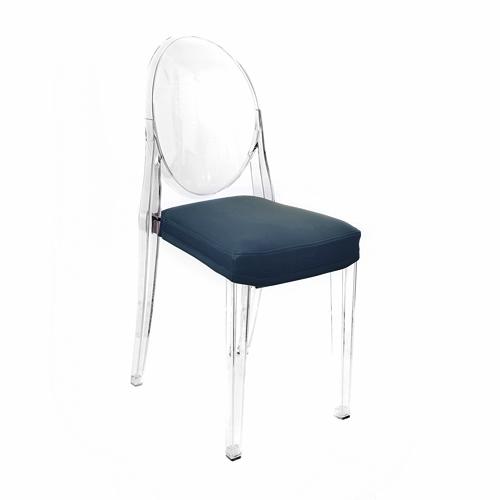 MYAREADESIGN IL CUSCINO coussin pour chaise KARTELL VICTORIA GHOST (Bleu nuit cod. 25 - Eco-cuir Gre