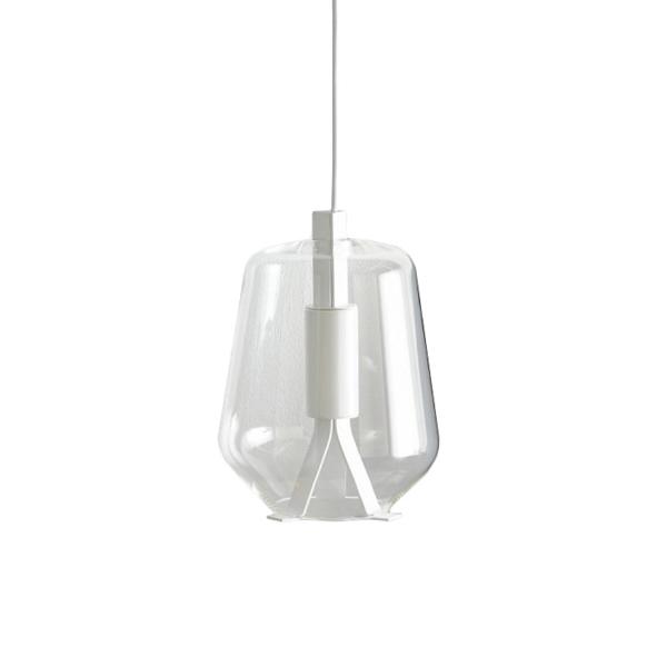 PRANDINA lampe à suspension LUISA S1 (Transparent, 2700K - Métal peint en blanc mat et verre)