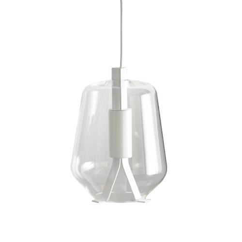 PRANDINA lampe à suspension LUISA S3 DIMM (Transparent, 2700K - Métal peint en blanc mat et verre)