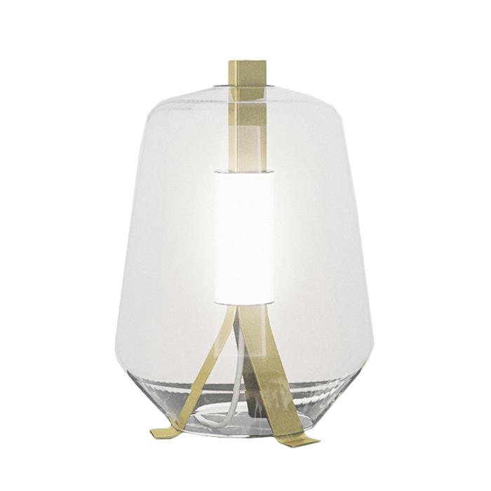 PRANDINA lampe de table LUISA T3 (Transparent, 2700K - Héritage laiton et verre)