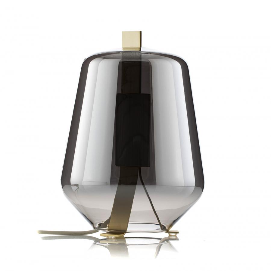 PRANDINA lampe de table LUISA T3 (Fumé, 2700K - Héritage laiton et verre)