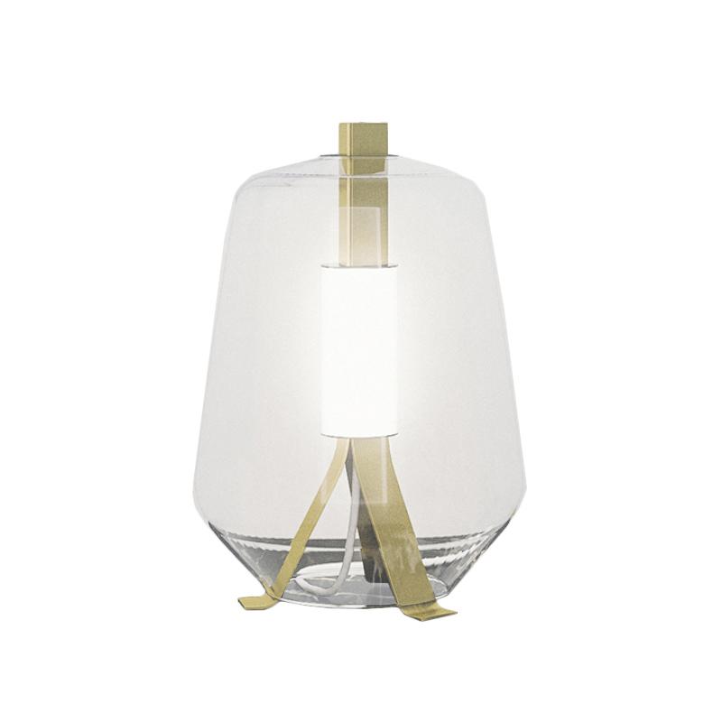 PRANDINA lampe de table LUISA T1 (Transparent, 3000K - Héritage laiton et verre)