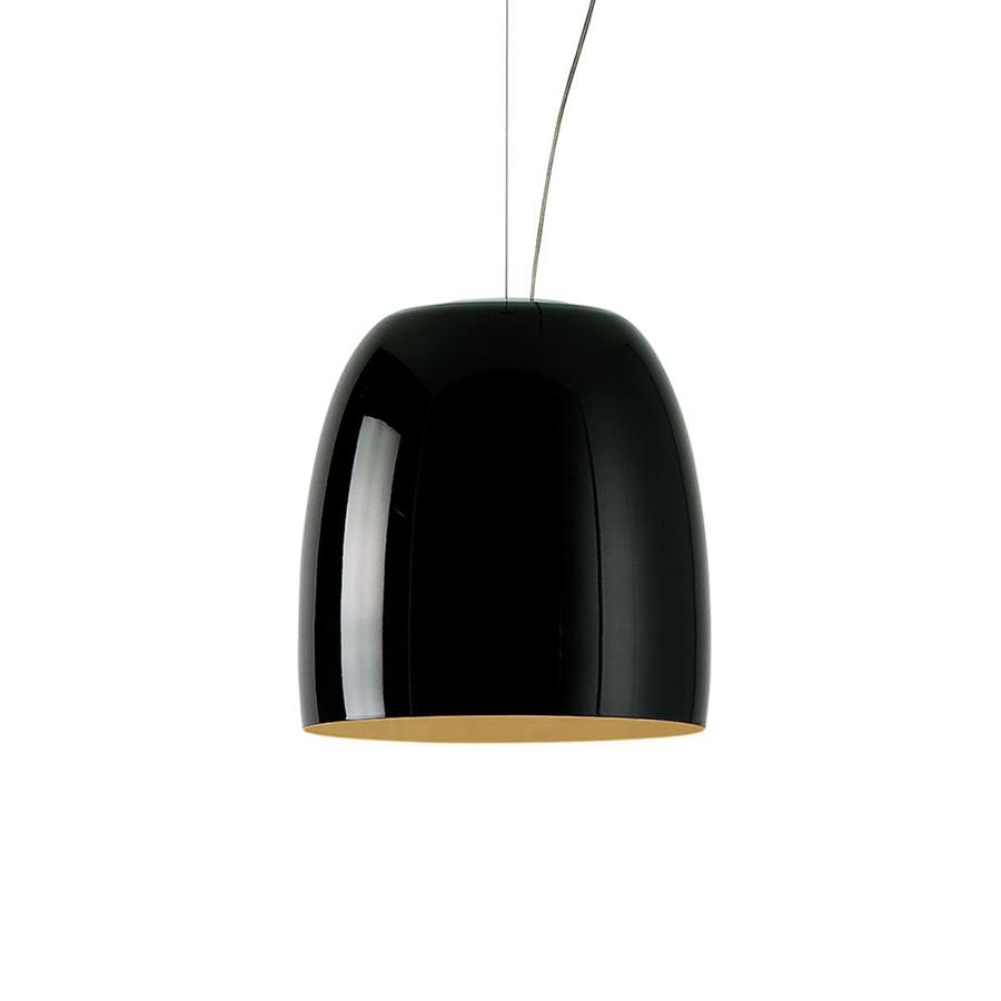 PRANDINA lampe à suspension NOTTE LED S3 (Noir brillant, intérieur feuille d'or - verre souflé)