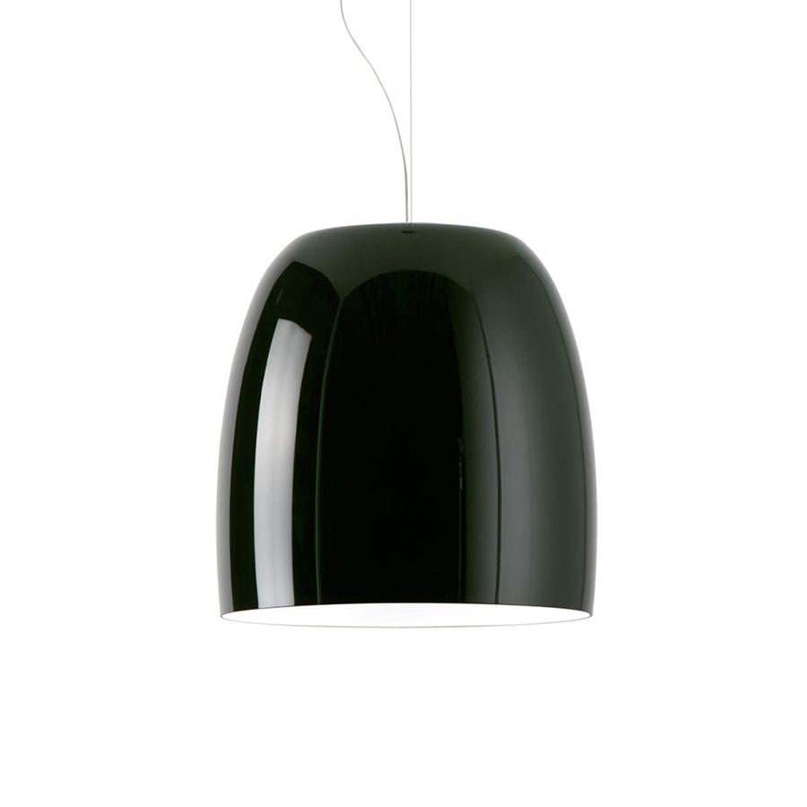 PRANDINA lampe à suspension NOTTE LED S5 (Noir brillant, intérieur blanc - verre souflé)