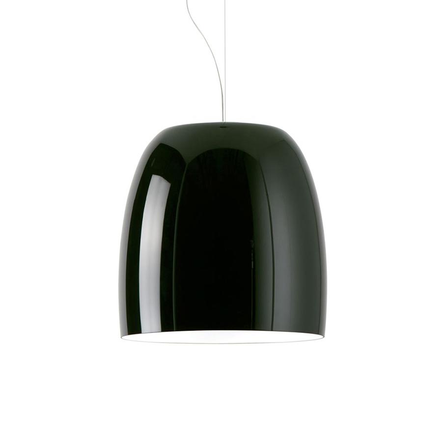 PRANDINA lampe à suspension NOTTE LED S5 DIMM (Noir brillant, intérieur blanc - verre souflé)