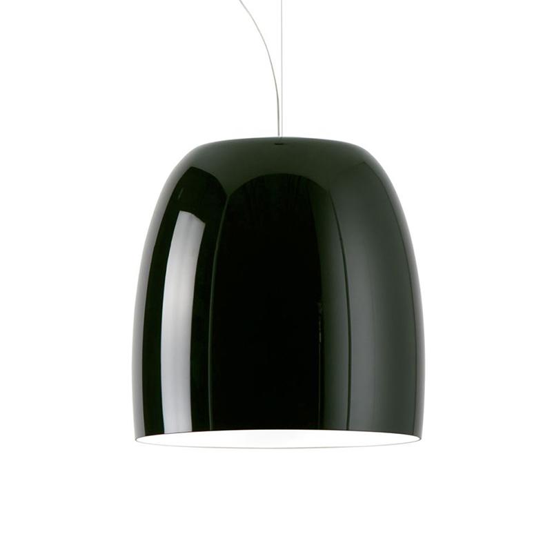 PRANDINA lampe à suspension NOTTE LED S7 (Noir brillant, intérieur blanc - verre souflé)