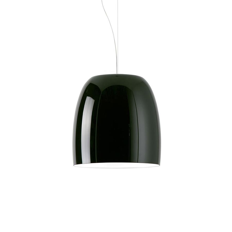 PRANDINA lampe à suspension NOTTE S1 (Noir brillant, intérieur blanc - verre souflé)