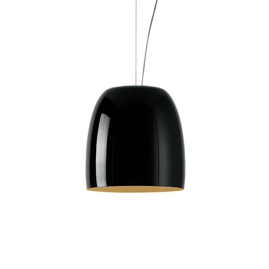 PRANDINA lampe à suspension NOTTE S1 (Noir brillant, intérieur feuille d'or - verre souflé)