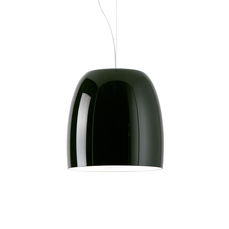 PRANDINA lampe à suspension NOTTE S3 (Noir brillant, intérieur blanc - verre souflé)
