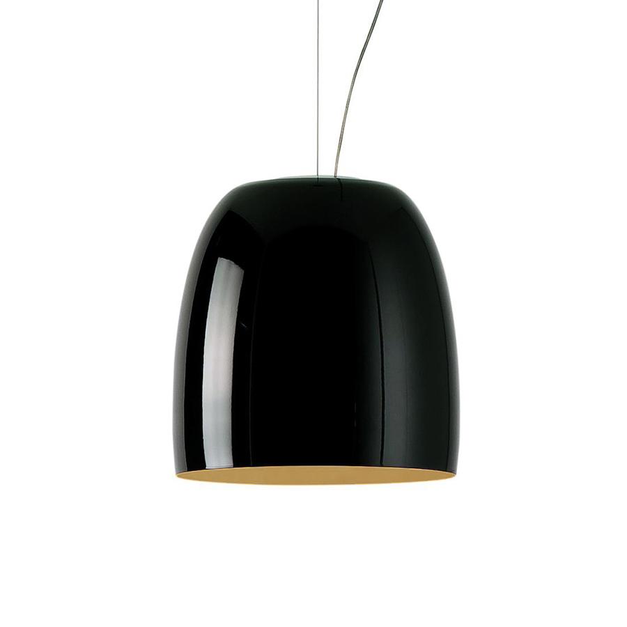 PRANDINA lampe à suspension NOTTE S5 (Noir brillant, intérieur feuille d'or - verre souflé)
