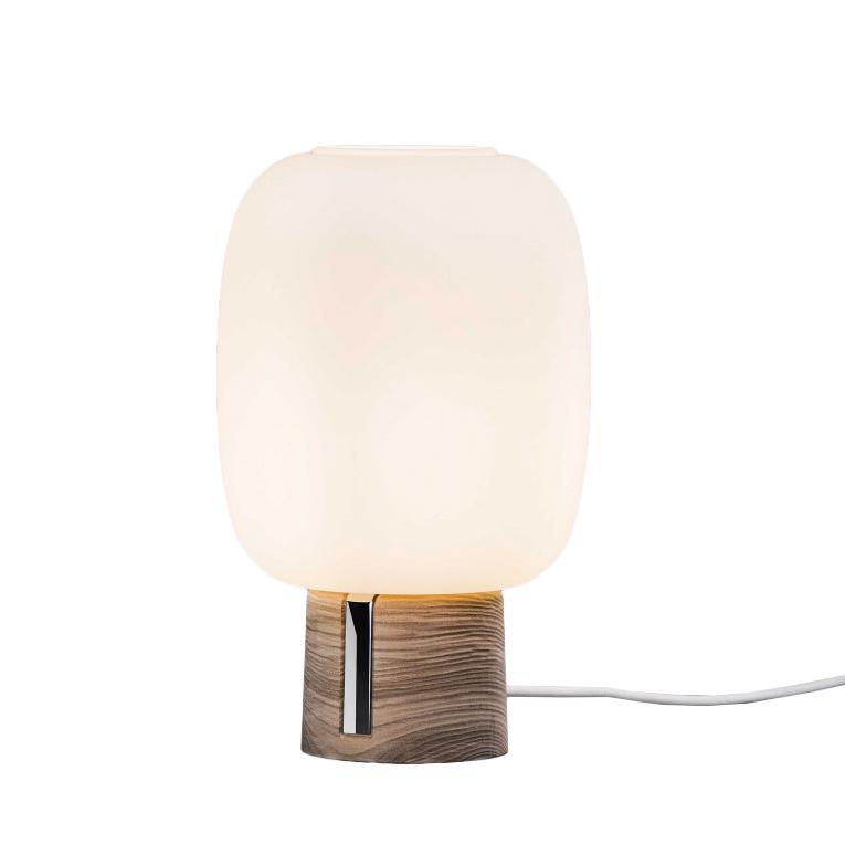 PRANDINA lampe de table SANTACHIARA T1 (Blanc opalin - Verre et frêne)