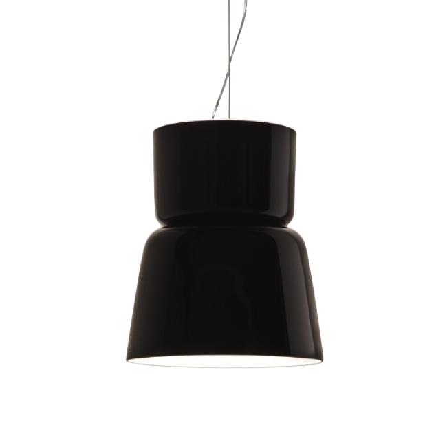 PRANDINA lampe à suspension BLOOM LED S5 (Noir brillant - verre souflé)