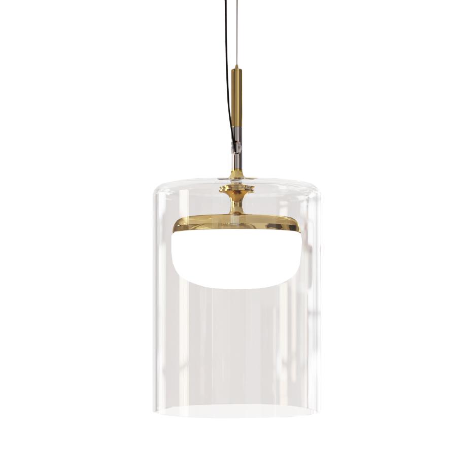 PRANDINA lampe à suspension DIVER S1 DIMM (Laiton poli 2700K - verre et métal)