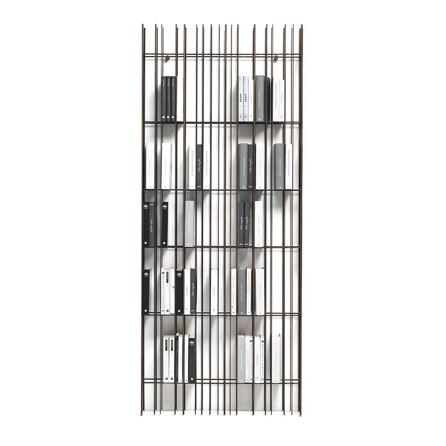MOGG bibliothèque murale METRICA WALL A (Bruni, étagères en bronze transparent - métal verni et verr