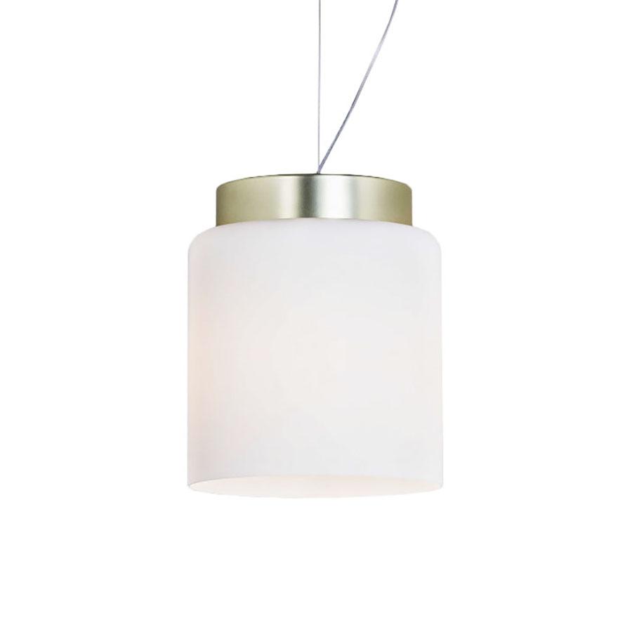 PRANDINA lampe à suspension SEGESTA S3 (Blanc opale et laiton - Diffuseur en verre et métal galvanis
