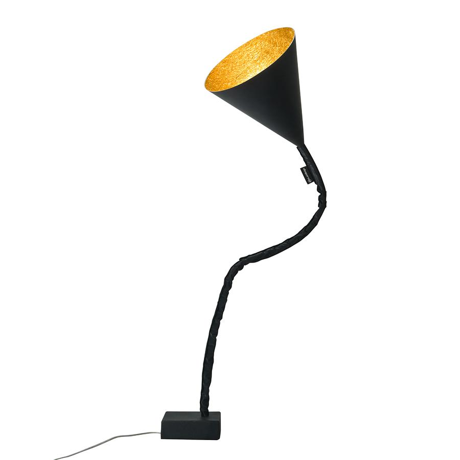 IN-ES.ARTDESIGN lampadaire FLOWER LAVAGNA (Intérieur or - Résine effet tableau noir, nébulite et aci