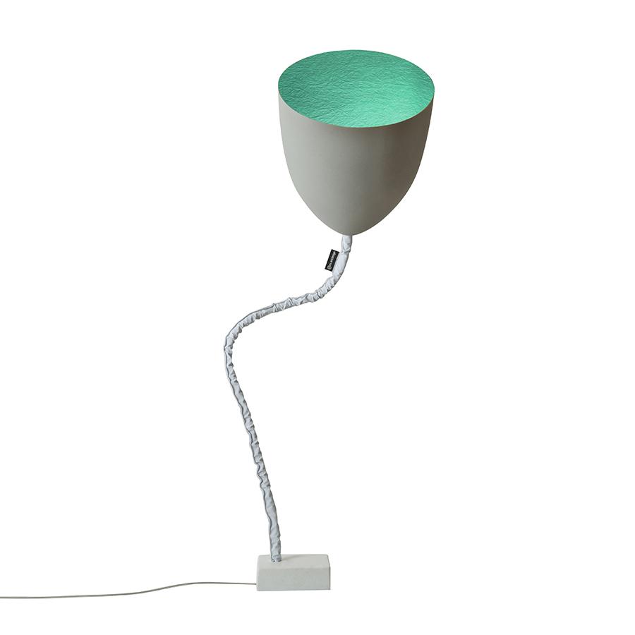 IN-ES.ARTDESIGN lampadaire FLOWER CEMENTO (Intérieur turquoise - Peinture effet béton, nébulite et a