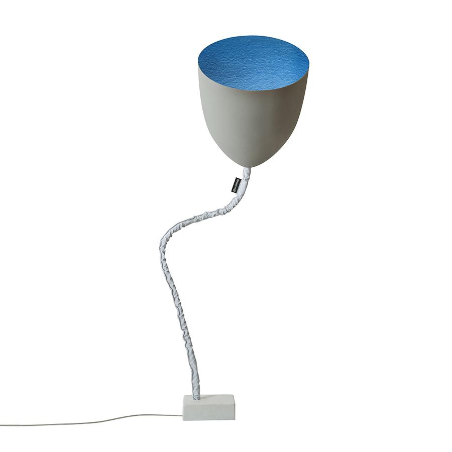 IN-ES.ARTDESIGN lampadaire FLOWER CEMENTO (Intérieur bleu - Peinture effet béton, nébulite et acier)